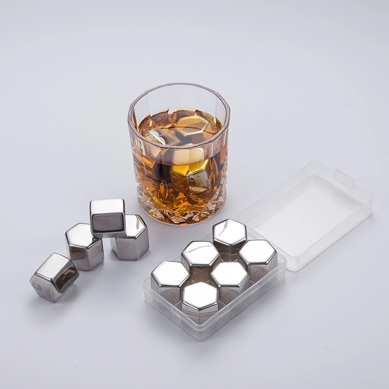 Amazon Hot Selling Whiskey Stones with Tongs 304 Stainless Steel Ice Cube for Bar Chilling Whiskey Rocks Gift Set